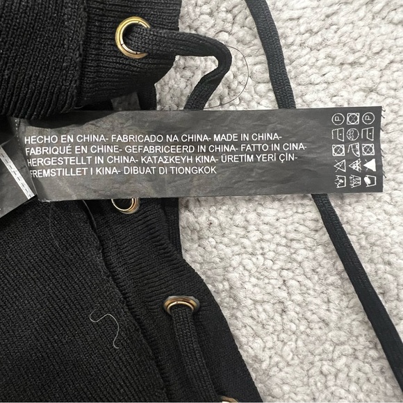 Zara Knit Lace Up Top Women’s Sz L Black - Picture 5 of 7